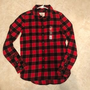 NWT Red Plaid Shirt Extra Small Womens